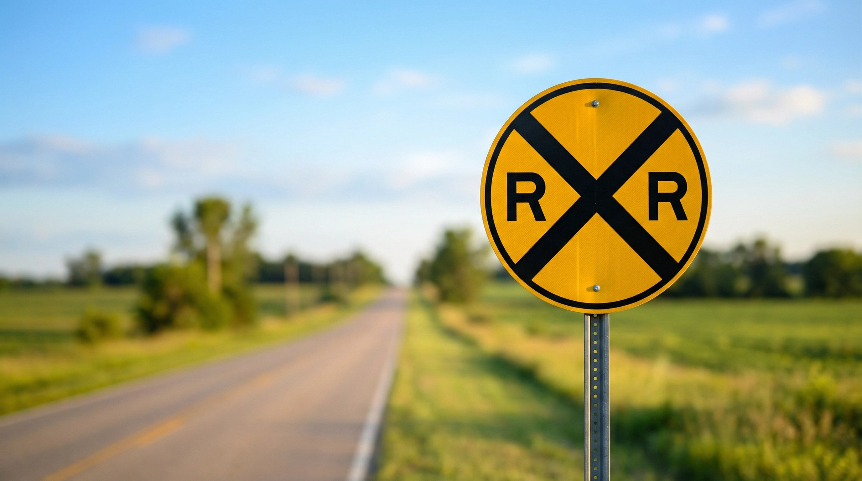 What does a railroad crossbuck sign indicate?
